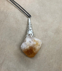 Raw Natural Citrine Crystal Point Pendant