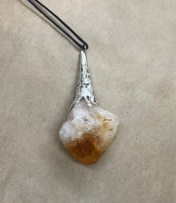Raw Natural Citrine Crystal Point Pendant