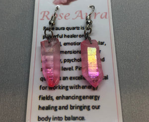 Rose Aura Quartz Earrings