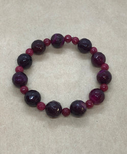 Faceted Purple Agate & Ruby Crystal Beaded Bracelet