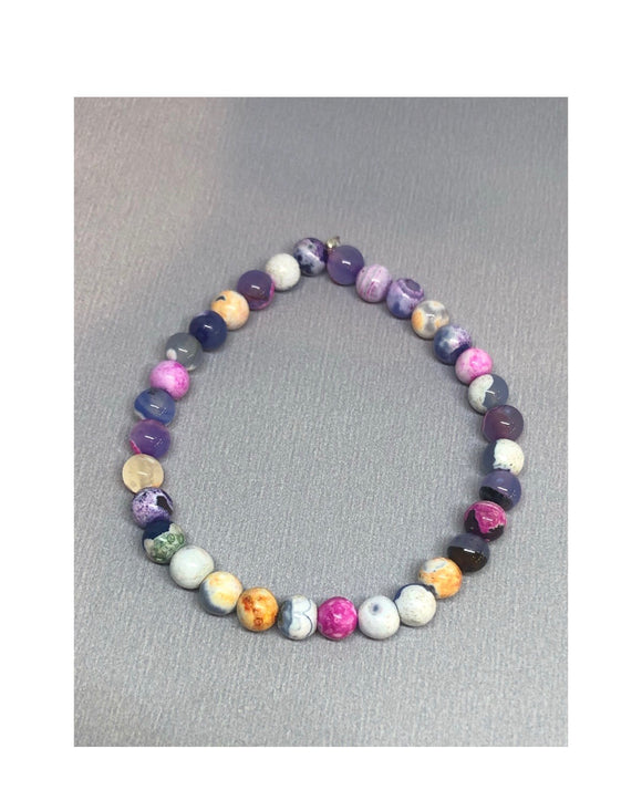 Multicoloured Fire Agate Crystal Beaded Bracelet