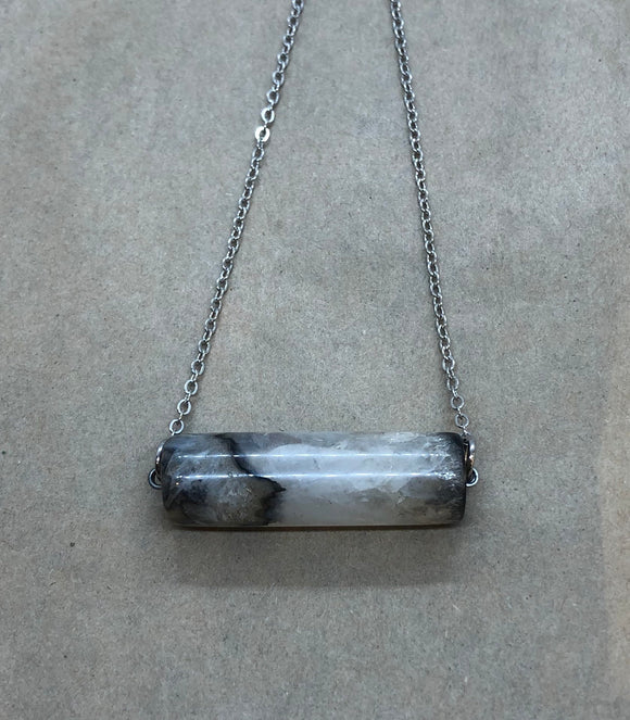 White Agate Crystal on Chain Necklace