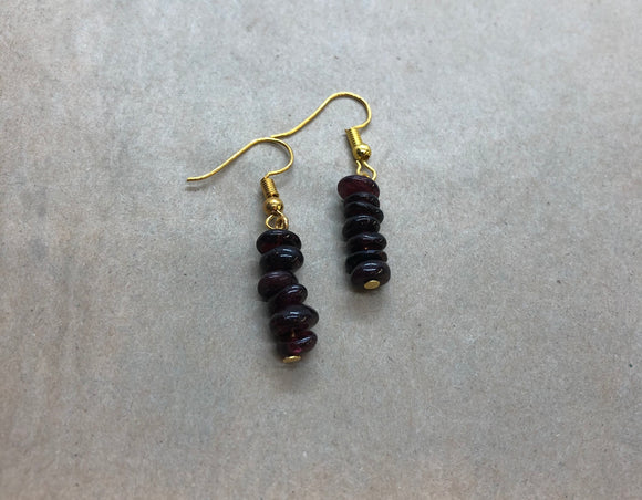 Garnet Crystal Chip Earrings