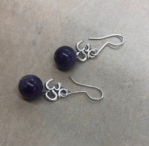 Amethyst Om Earrings