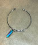 Rainbow Aura Quartz Crystal Point on Bangle