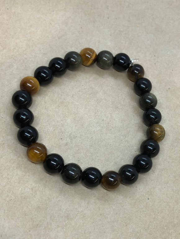 Gold Obsidian & Tiger’s Eye Crystal Beaded Bracelet