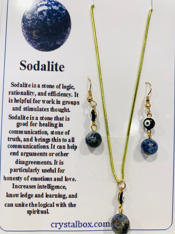 Sodalite Necklace & Earrings Set