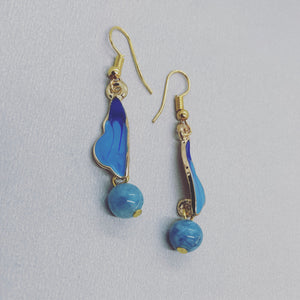 Blue Butterfly Earrings with Aquamarine