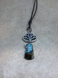 Blue Imperial Jasper Crystal on Lotus Necklace